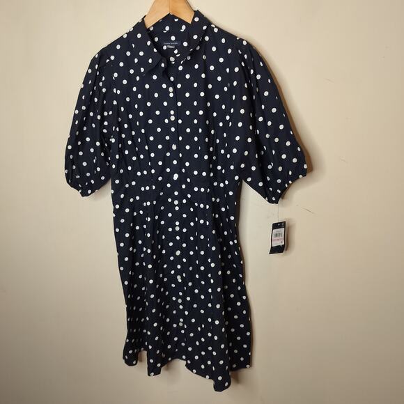 Tommy Hilfiger Polka Dot Shirt Dress Balloon Sleeve - Picture 4 of 9